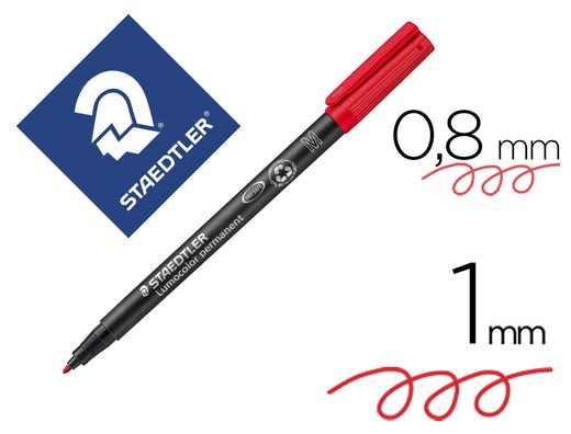 STAEDTLER LUMOCOLOR rotulador permanente (M) punta media 1 mm Rojo Ref. 317-2