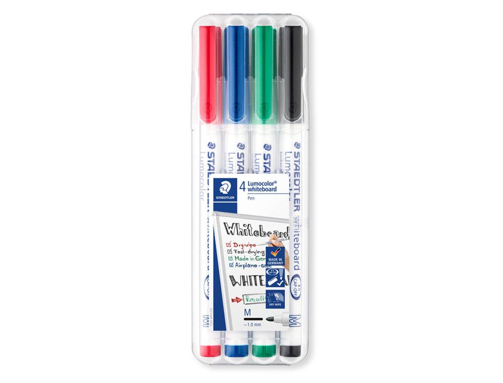 STAEDTLER Marcador permanente LUMOCOLOR (Estuche 4 ud) Trazo 0,6 mm Punta F Ref.318 WP4