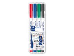 STAEDTLER Marcador permanente LUMOCOLOR (Estuche 4 ud) Trazo 0,6 mm Punta F Ref.318 WP4