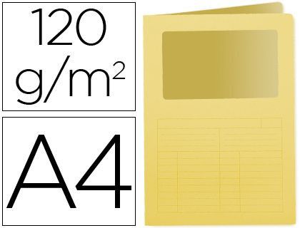 Subcarpeta Cartulina Q-Connect Din A4 Amarilla con Ventana Transparente 120 Gr