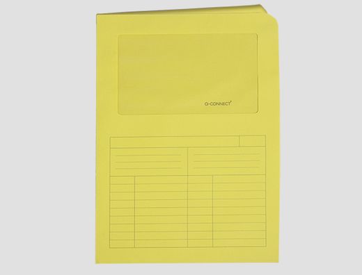 Subcarpeta Cartulina Q-Connect Din A4 Amarilla con Ventana Transparente 120 Gr