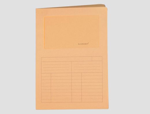 Subcarpeta Cartulina Q-Connect Din A4 Naranja con Ventana Transparente 120 Gr