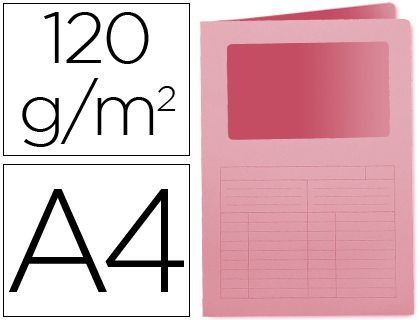 Subcarpeta Cartulina Q-Connect Din A4 Rosa con Ventana Transparente 120 Gr