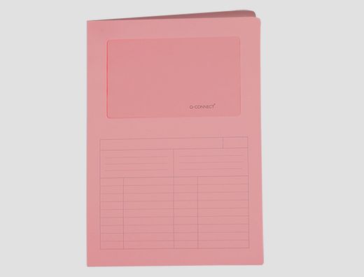 Subcarpeta Cartulina Q-Connect Din A4 Rosa con Ventana Transparente 120 Gr