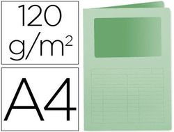 Subcarpeta Cartulina Q-Connect Din A4 Verde con Ventana Transparente 120 Gr
