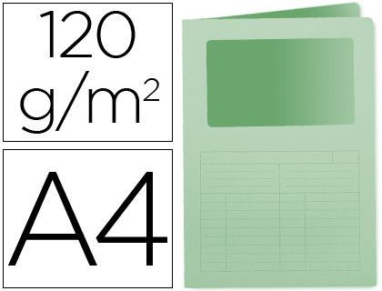 Subcarpeta Cartulina Q-Connect Din A4 Verde con Ventana Transparente 120 Gr