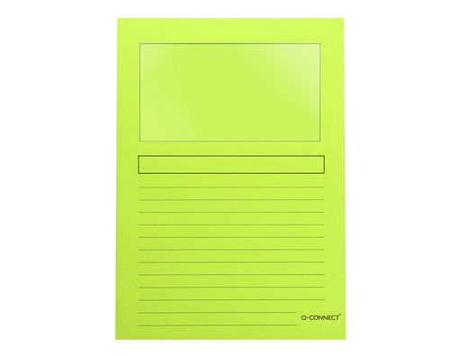 Subcarpeta Cartulina Q-Connect Din A4 Verde con Ventana Transparente 120 Gr