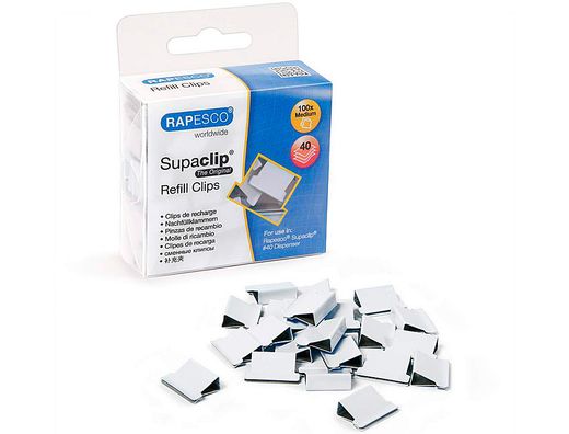 Supaclips rapesco capacidad 40 hojas color blanco caja de 100 unidades