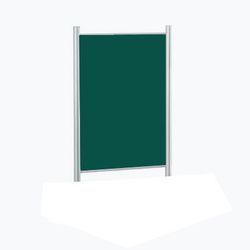 Mamparas modulares de corcho tapizado verde con marco de aluminio medidas 90 x 150 cm.