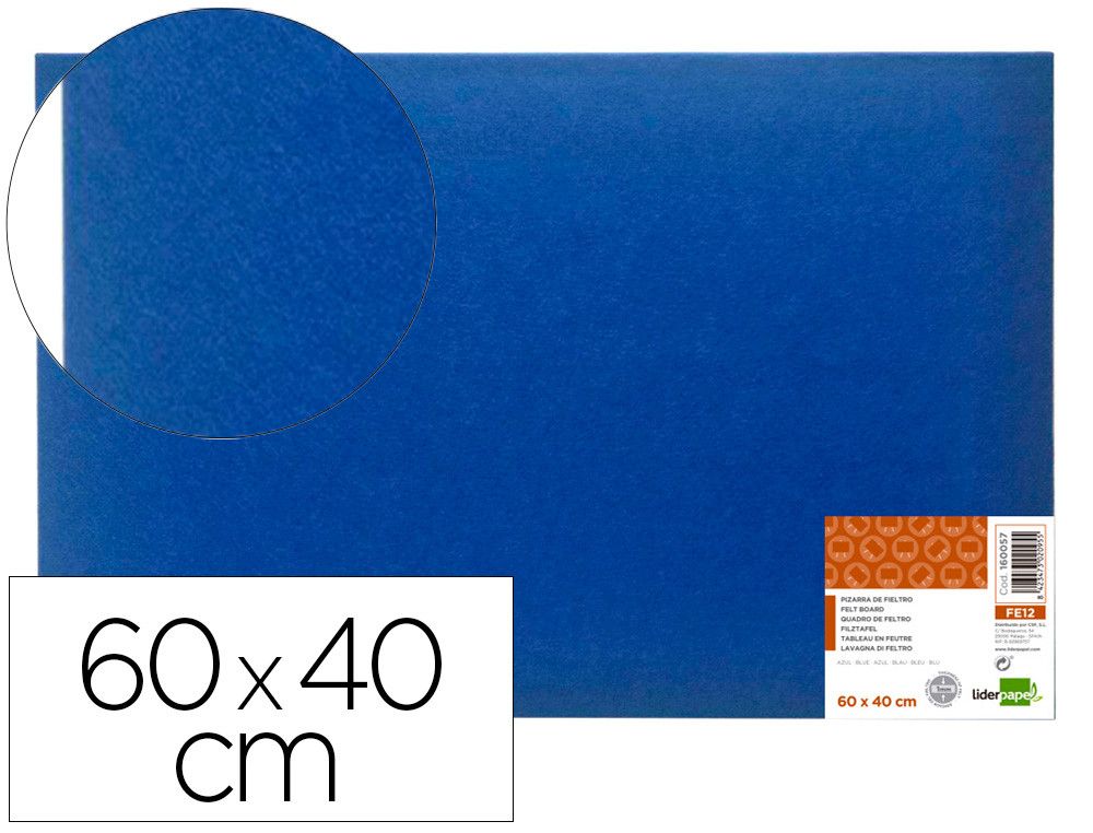 Tablero de fieltro liderpapel mural color azul 40x60 cm