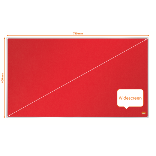 Tablero NOBO Impression Pro de formato panorámico de fieltro 710x400mm, rojo
