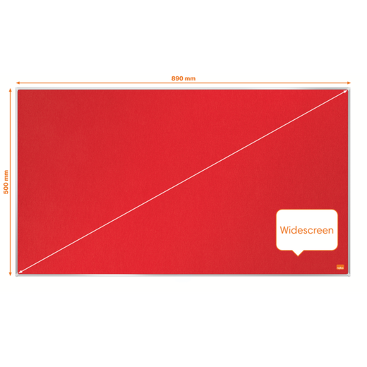 Tablero NOBO Impression Pro de formato panorámico de fieltro 890x500mm, rojo