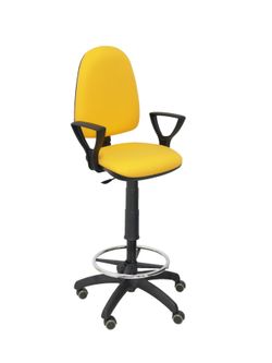 Taburete Ayna bali amarillo brazos fijos ruedas de parquet