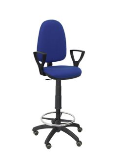 Taburete Ayna bali azul brazos fijos ruedas de parquet