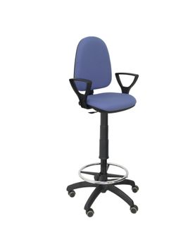 Taburete Ayna bali azul claro brazos fijos ruedas de parquet