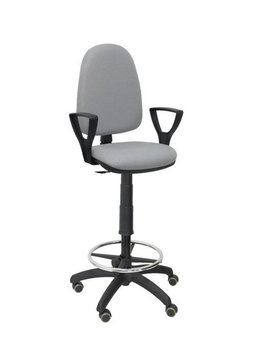 Taburete Ayna bali gris claro brazos fijos ruedas de parquet