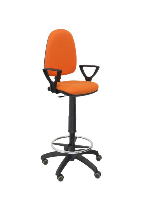 Taburete Ayna bali naranja brazos fijos ruedas de parquet