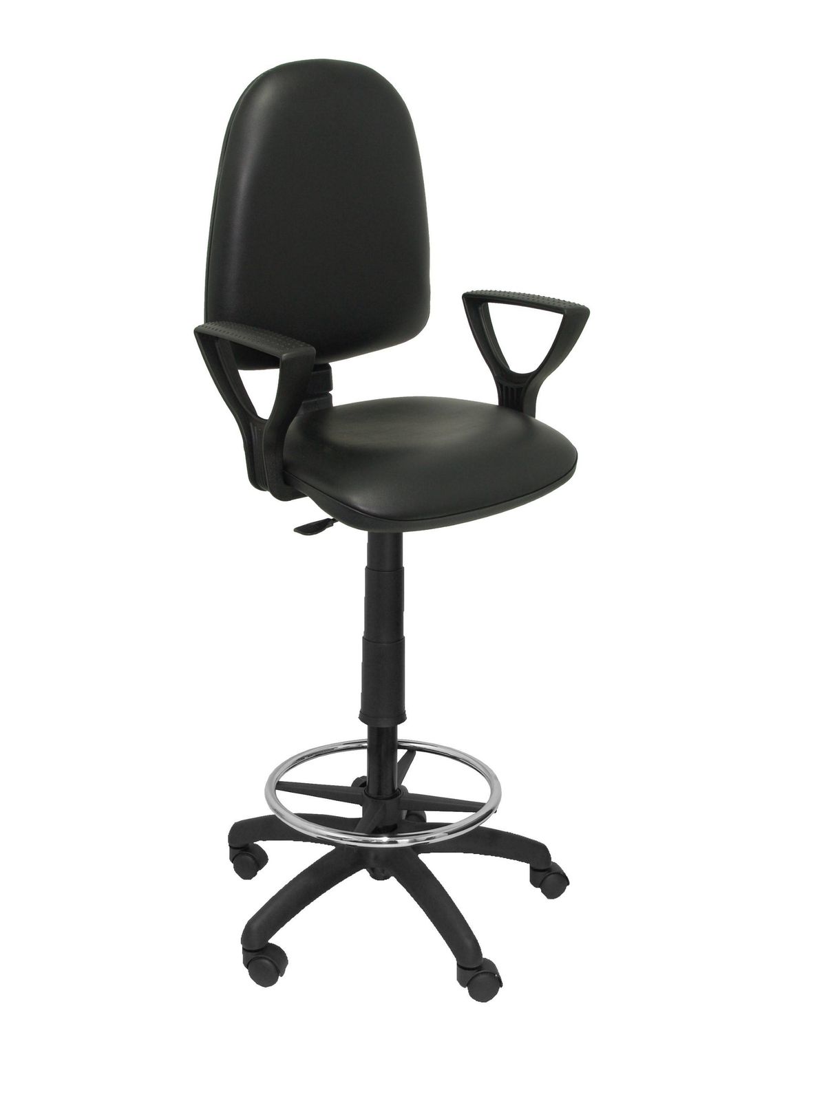 Taburete Ayna similpiel negro con brazos