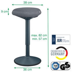 Taburete ergonomico Active Comfort Stand - de pie, gris oscuro