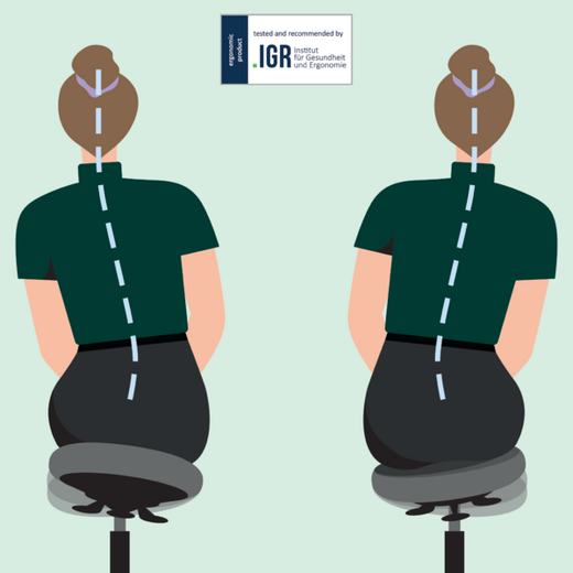 Taburete Leitz Ergo Active con ruedas, gris oscuro