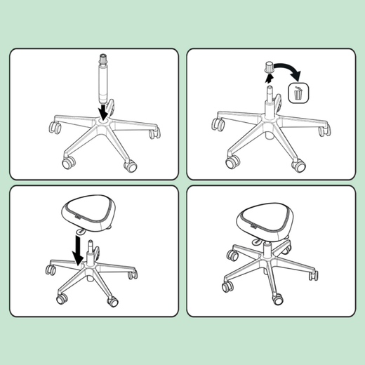 Taburete Leitz Ergo Active con ruedas, gris oscuro