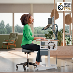 Taburete Leitz Ergo Active con ruedas, gris oscuro