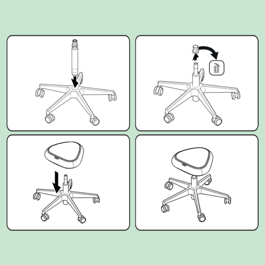 Taburete Leitz Ergo con ruedas, negro