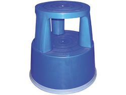 Taburete Q-Connect Ruedas Retractiles Tres Ruedas -Dos Niveles Azul