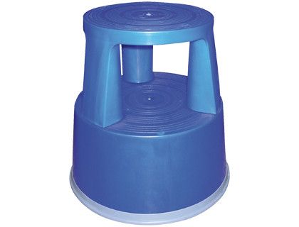 Taburete Q-Connect Ruedas Retractiles Tres Ruedas -Dos Niveles Azul