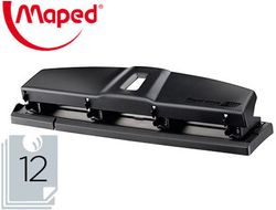 Taladrador Maped Essentials Metal 4 Taladros Capacidad 12 Hojas Color Negro