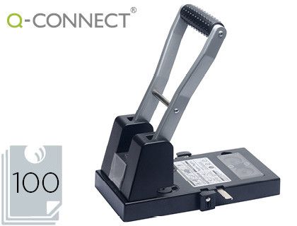 Taladrador q-connect kf18766 negro 2 taladros abertura 10 mm capacidad 100 hojas