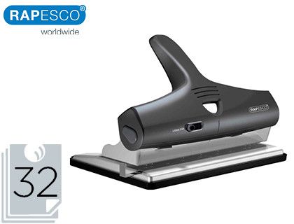 Taladror rapesco alu 95 negro ajustable 2, 3 y 4 taladros capacidad 32 hojas