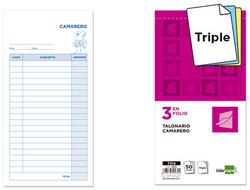 Talonario Liderpapel Camarero 3/Fº Original y 2 Copias T314
