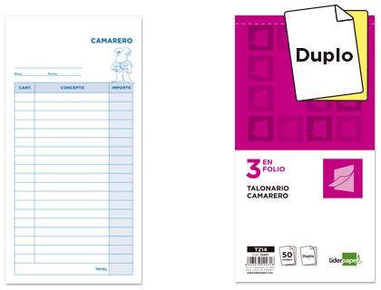 Talonario Liderpapel Camarero 3/Fº Original y Copia T214