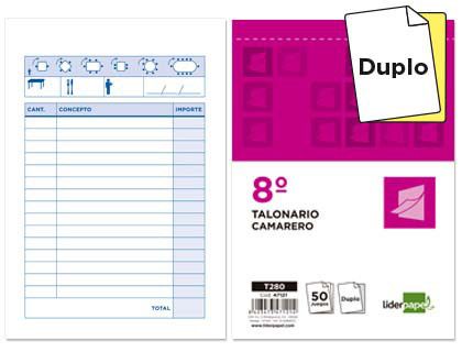 Talonario Liderpapel Camarero 8º Original y Copia T280