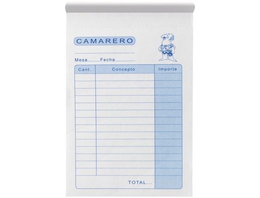 Talonario Liderpapel Camarero Bolsillo Original y 2 Copias T350
