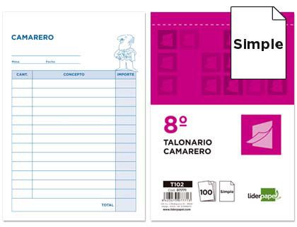 Talonario Liderpapel Camarero Octavo -Sin Iva- 102