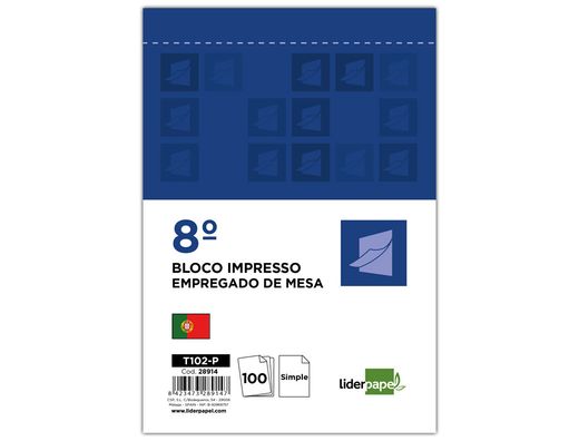 Talonario liderpapel camarero octavo -sin iva- 202 duplicado-texto en portugues
