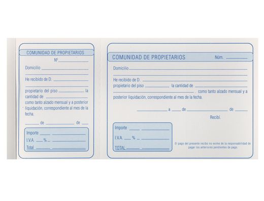 Talonario Liderpapel Comunidad Tres Del Folio 106 -Con Iva