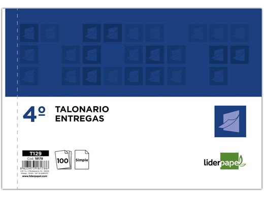 Talonario Liderpapel Entregas Cuarto Original T129 Apaisado