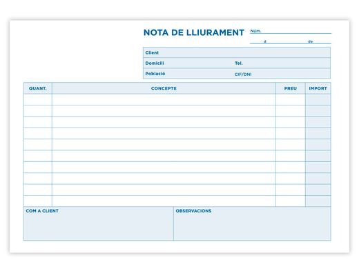 Talonario Liderpapel Entregas Cuarto Original y 2 Copias T329 Apaisado Texto en Catalan