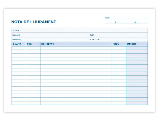 Talonario Liderpapel Entregas Cuarto Original y Copia T229 Apaisado Texto en Catalan