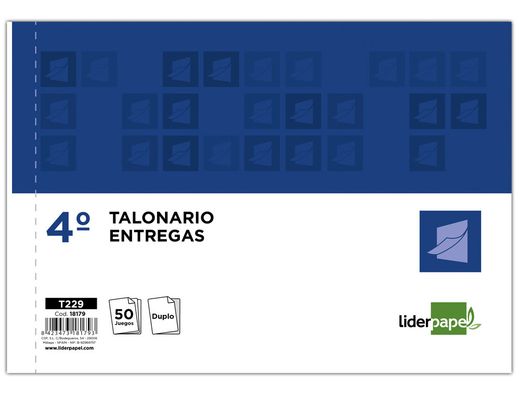 Talonario Liderpapel Entregas Cuarto Original y Copia T229 Apaisado