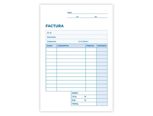 Talonario Liderpapel Facturas 8º Original T100 con I.V.A.