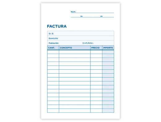 Talonario Liderpapel Facturas 8º Original y 2 Copias T301 Sin I.V.A.