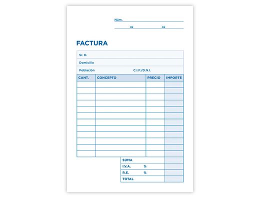 Talonario Liderpapel Facturas 8º Original y Copia T200 con I.V.A