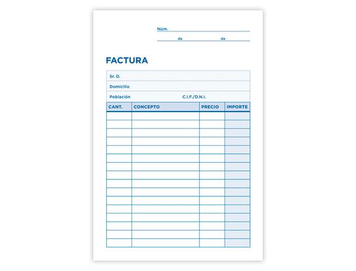 Talonario Liderpapel Facturas 8º Original y Copia T201 Sin I.V.A.