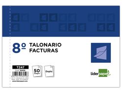 Talonario liderpapel facturas 8º original y copia t247 apaisado sin i.v.a
