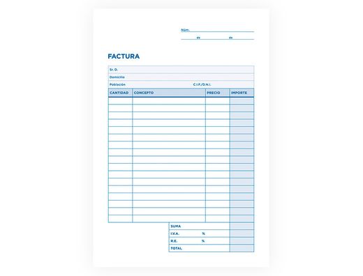 Talonario Liderpapel Facturas Cuarto Original y Copia T216 con I.V.A.