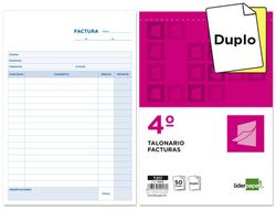 Talonario Liderpapel Facturas Cuarto Original y Copia T217 Sin I.V.A.